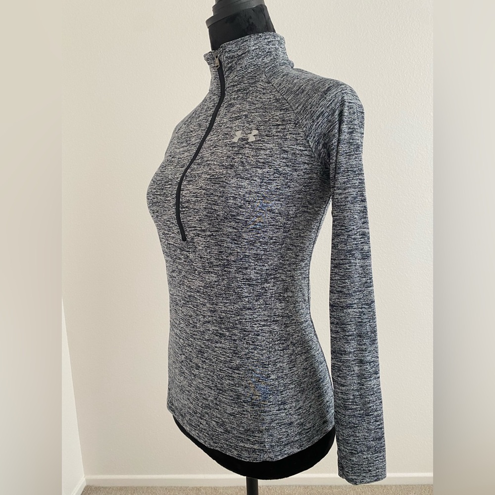 Under Armour Women's Black/Grey Heather Quarter-Zip Long Sleeve Top - Picture 2 of 3
